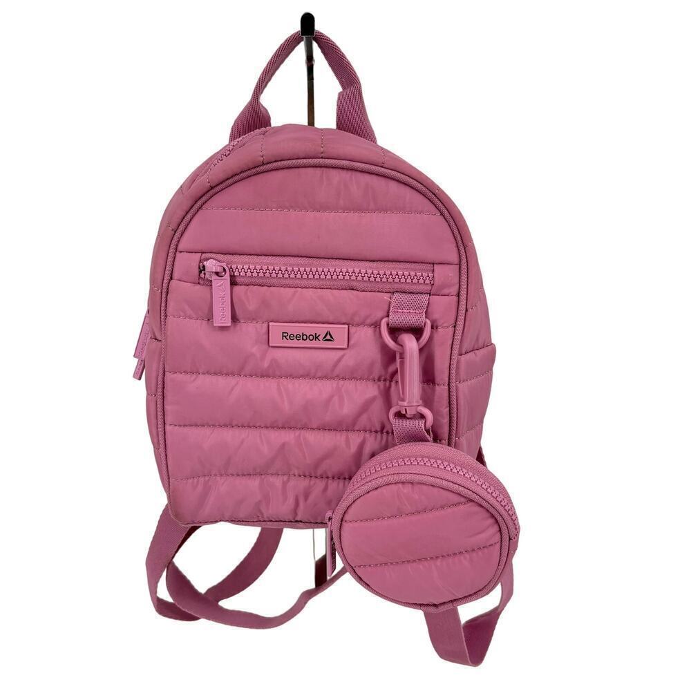 Reebok Luna Quilted Mini Backpack with‎ Coin Pouch Clip On Dusty Pink